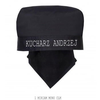 Bandana kucharska szefa kuchni czarna personalizowana